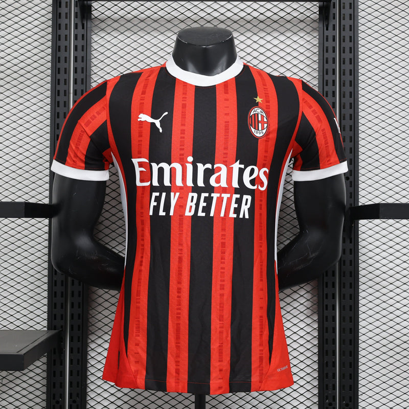 CAMISA VERSÃO PLAYER DO MILAN 24/25 VERMELHO E PRETO