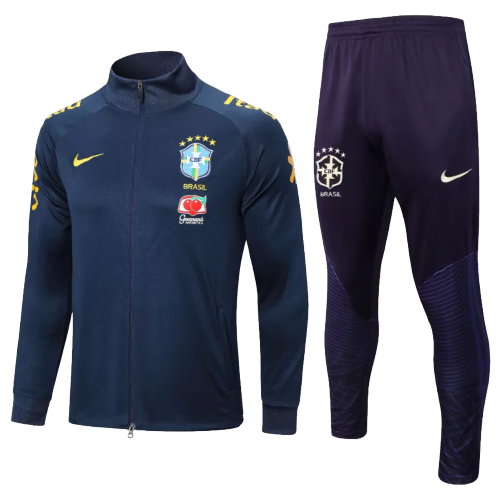 Agasalho de Viagem Seleção Brasil - Masculino - Azul Marinho Com Patrocinio